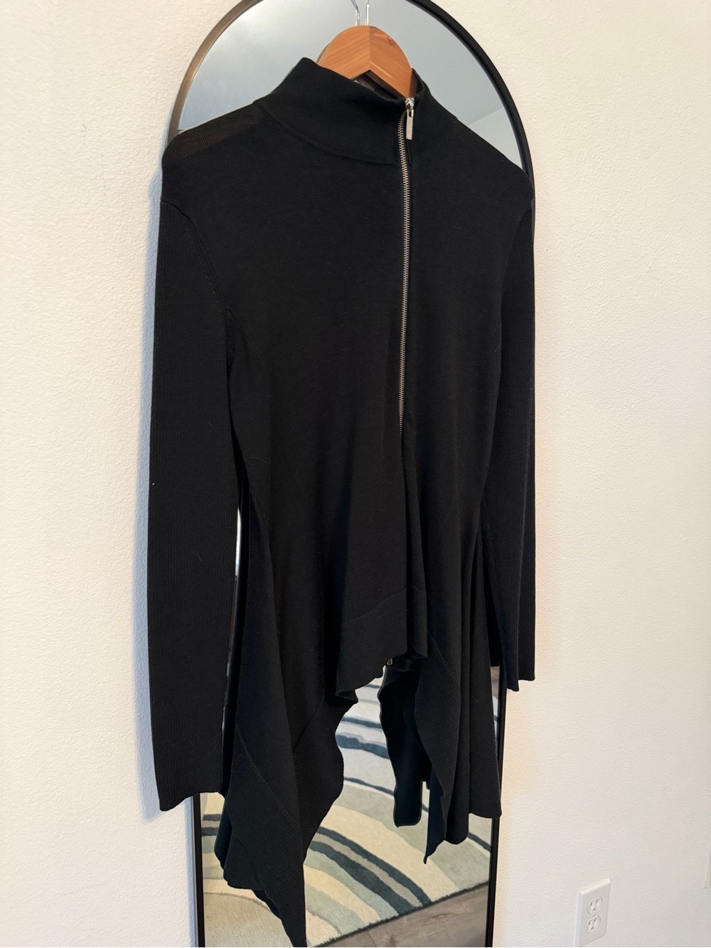 Karen Millen Black Zip-Front Knit Jacket